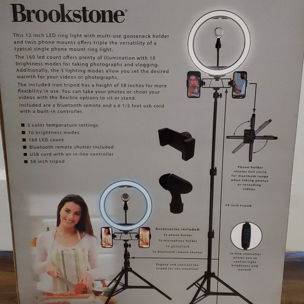 BROOKSTONE 12 IN Deluxe‎ LED Ring Light